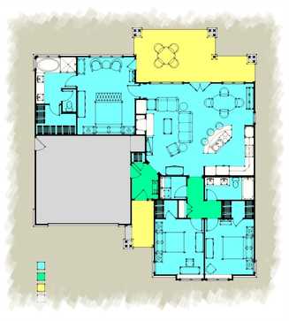Ranch Style House Plan Furnished